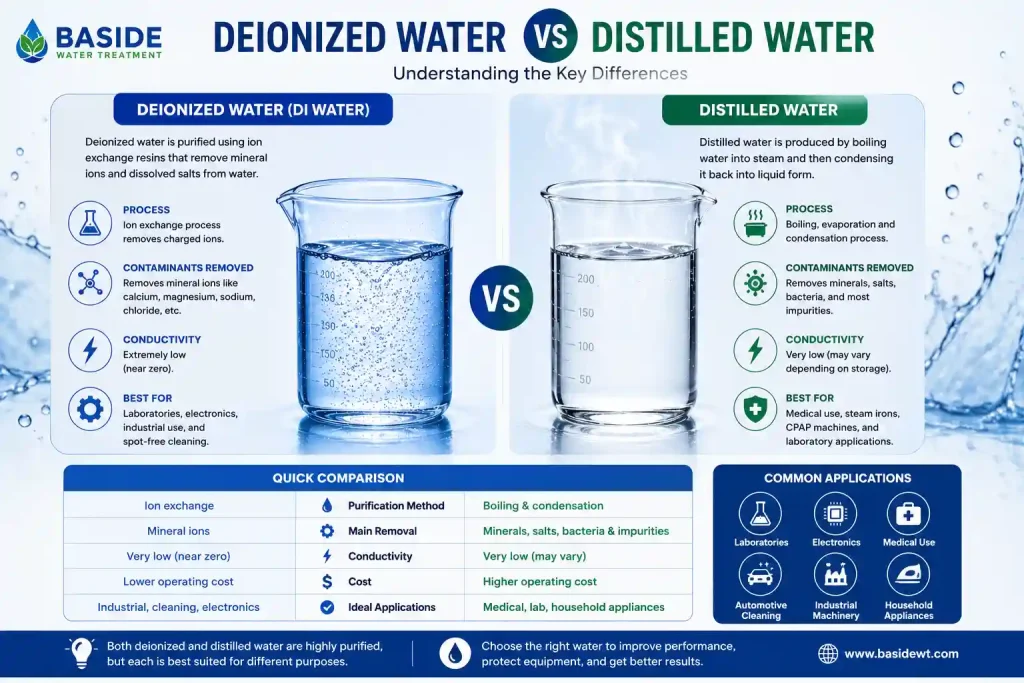 deionized water vs distilled water