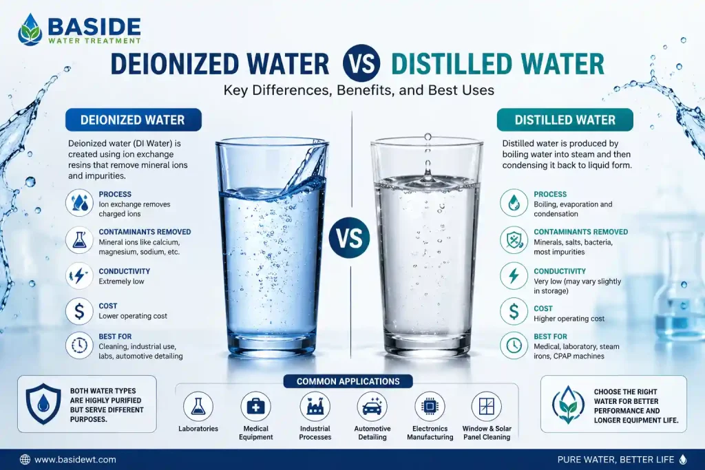 deionized water vs distilled water