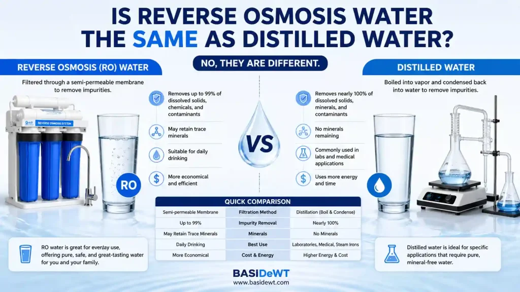 is reverse osmosis water the same as distilled water