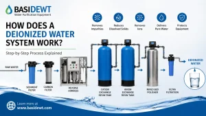 how does a deionized water system work